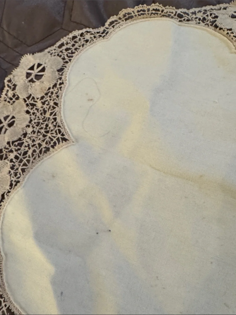 Vintage Lace-Edged White Cotton Doilies Set of 3